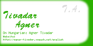 tivadar agner business card